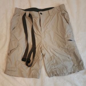 COLUMBIA Tan Cargo Hiking Shorts with Detachable Belt